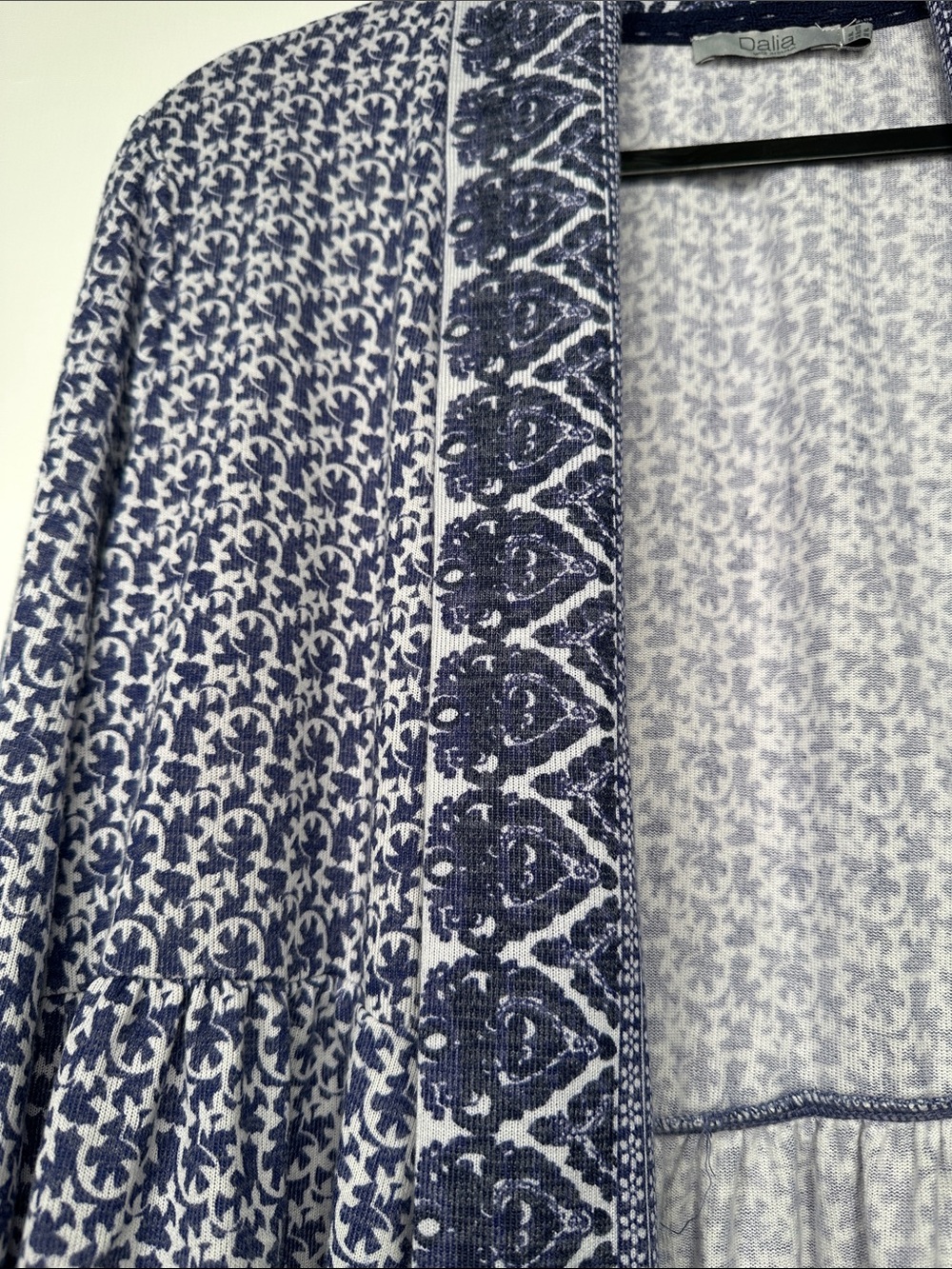 Dalia blue and white boho-patterned open front cardigan size XL - Picture 7 of 16
